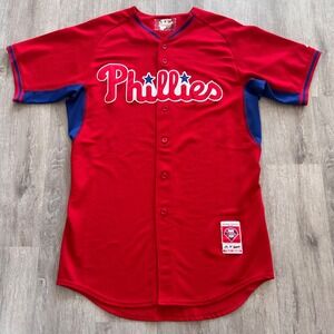 Majestic Philadelphia Phillies MLB Authentic Cool Base Jersey Red Mens Size 44